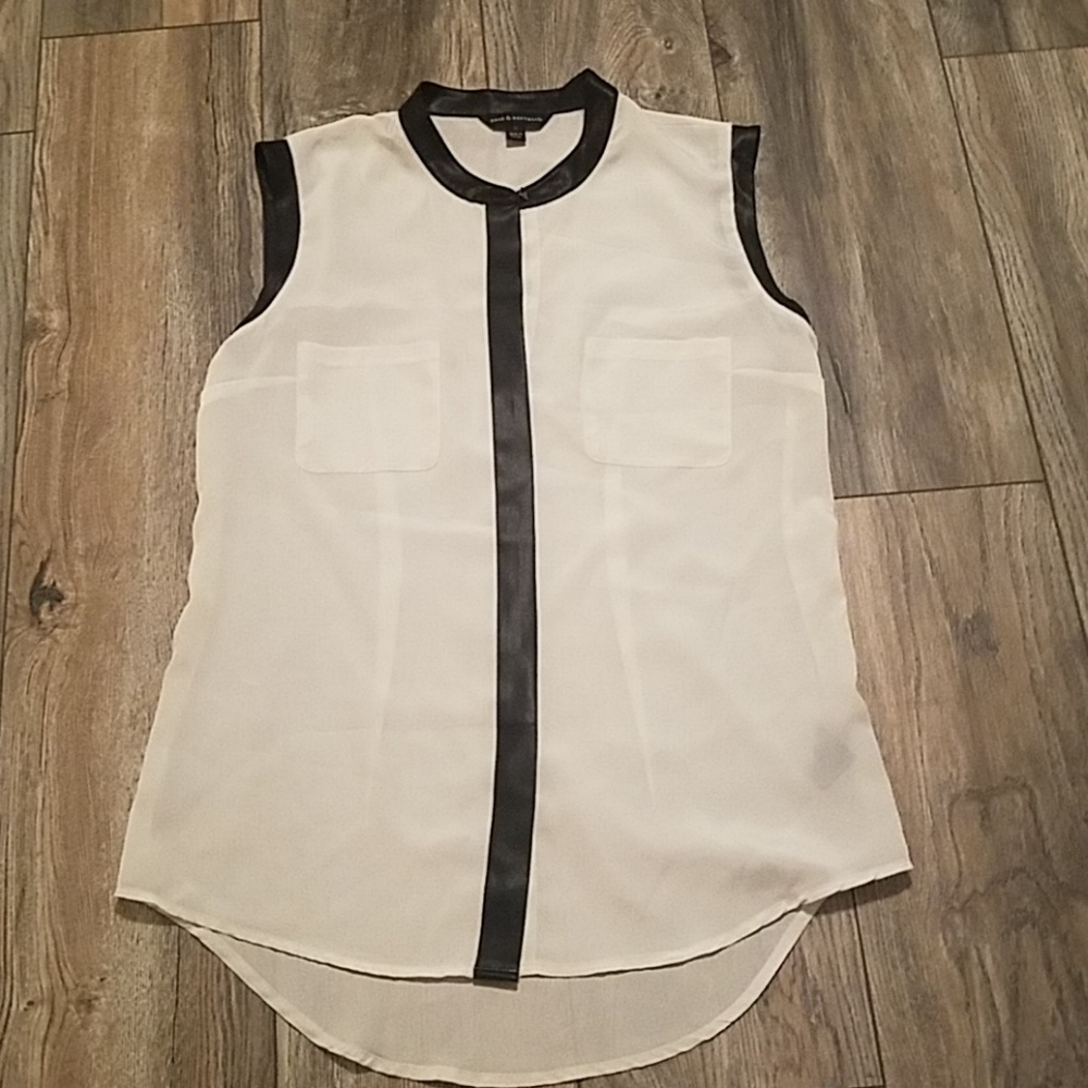 Rock & Republic Leather Trim Top